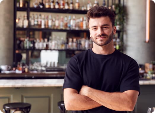 Hospitality business owner reviewing venue performance