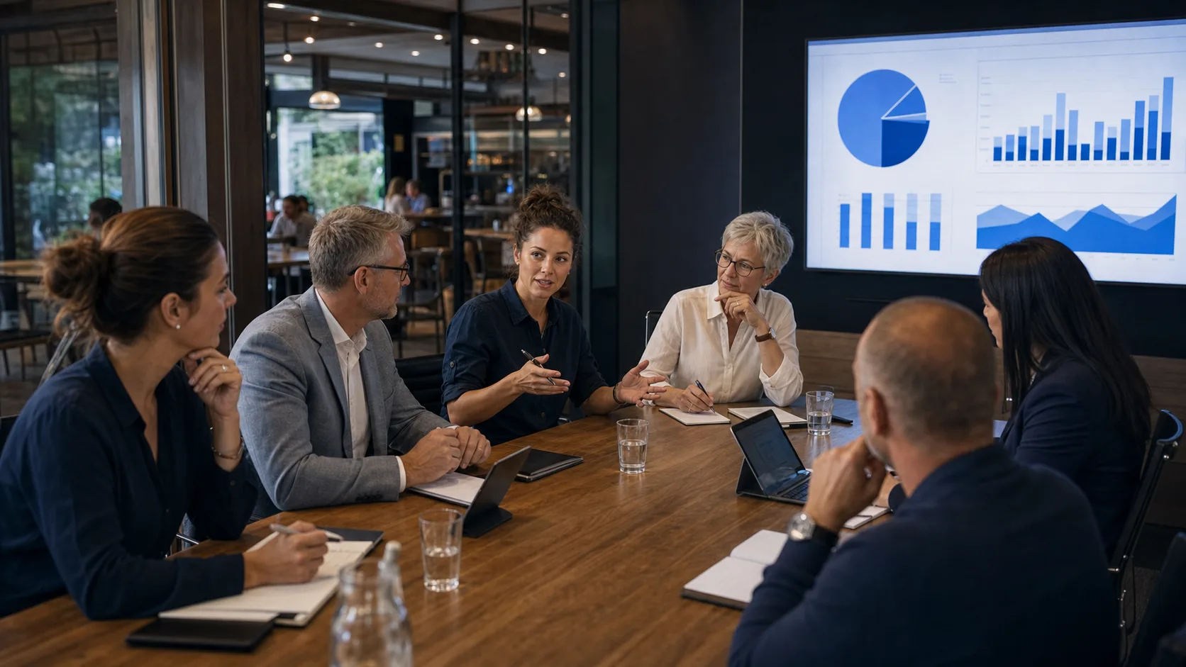 Australian club board reviewing current venue performance together